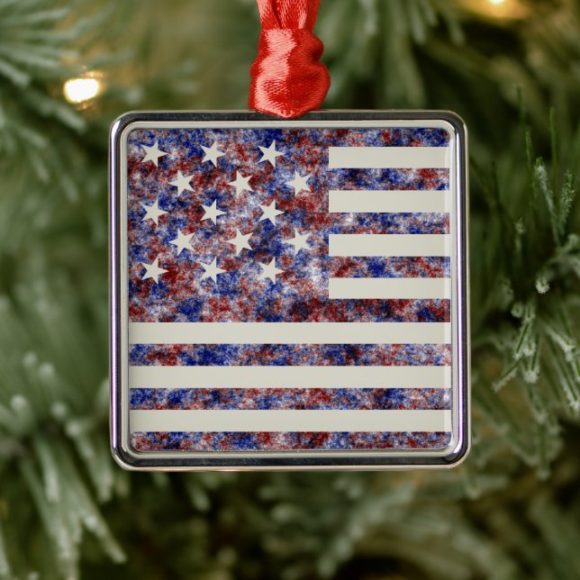 Färgrik stjärnbeströdd banner Amerika flagga Julgransprydnad Metall (Träd)