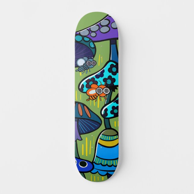 Färgrik Svampillustration  Mini Skateboard Bräda 18,5 Cm (Framsida)