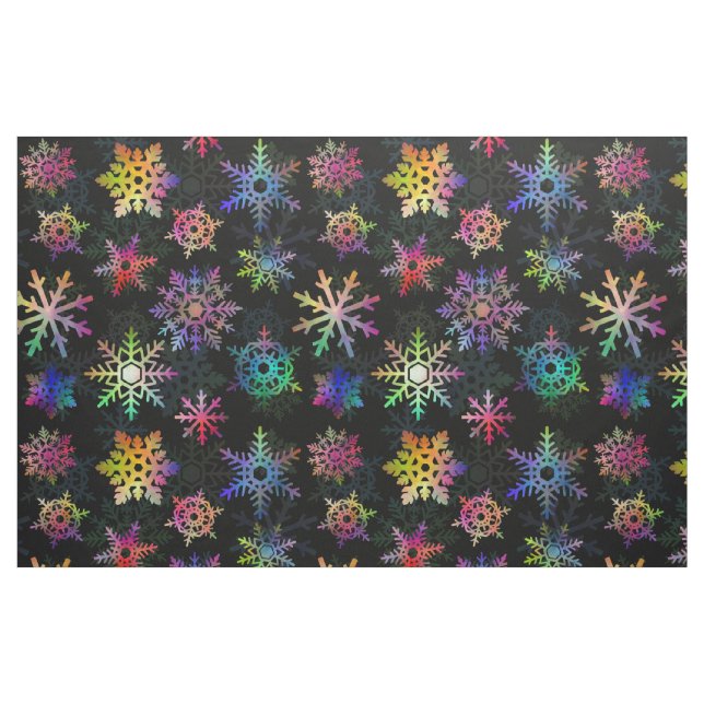 Färgrik svart för söt för snöflingorvinterjul tyg (Fat Quarter)