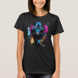 Färgrik Svart Jaguar Vilda Djur Stora Katt Älskare T Shirt