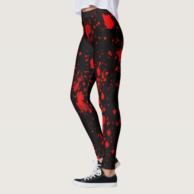 Färgrik svart röd färgsprut konstnärlig stänk leggings (Vänster)