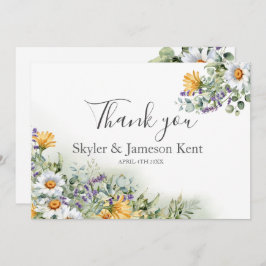 Färgrik tacksamhetskort för vildblomsbröllop tack kort
