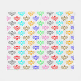 Färgrik tennis sömlös mönster - racket och boll fleecefilt