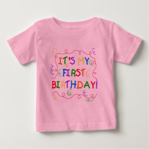 Färgrik text är det min första födelsedag t-shirt