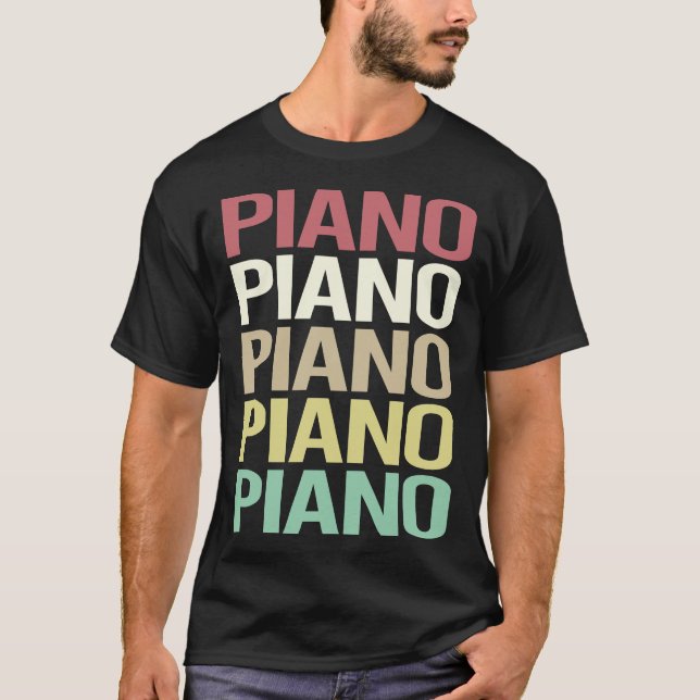 Färgrik textpiano pianist t shirt (Framsida)