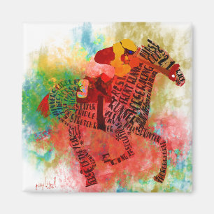 Färgrik Thoroughbred i typografi Magnet
