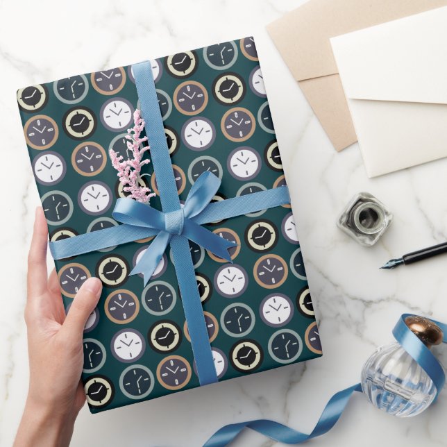 Färgrik Tid Klocka Mönster Urmakare Födelsedag Presentpapper (Gifting)