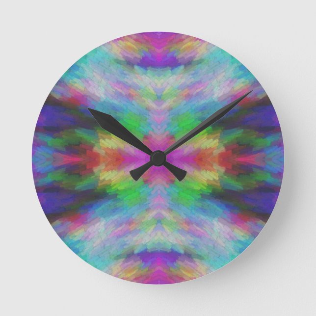 Färgrik Tie Dye stil konst Rund Klocka (Framsida)
