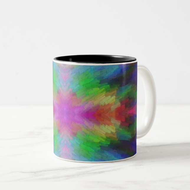 Färgrik Tie Dye stil konst Två-Tonad Mugg (Framsida höger)