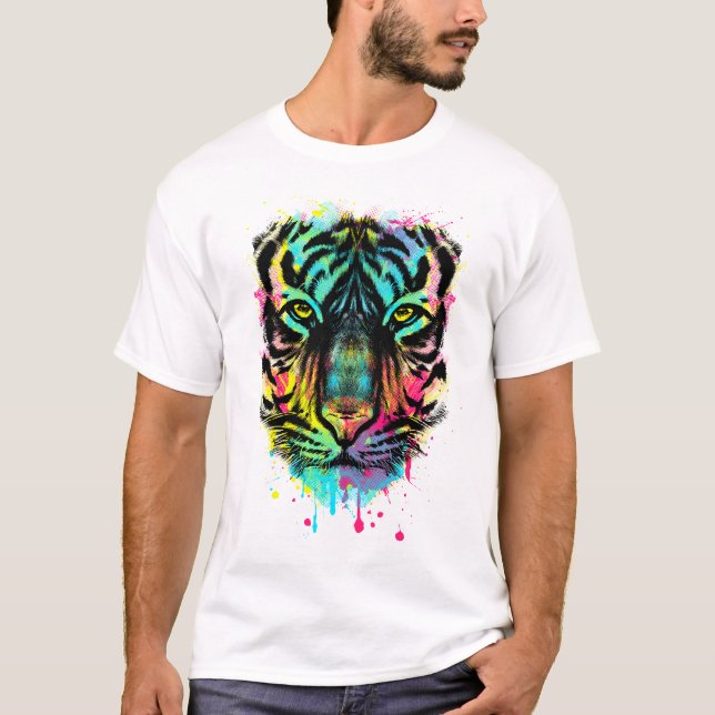 Färgrik tiger t shirt (Framsida)