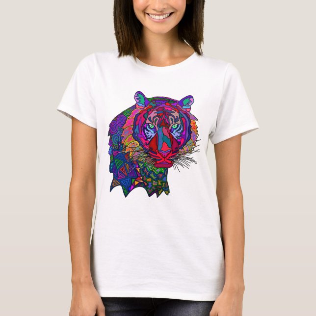 Färgrik Tiger T-Shirt (Framsida)