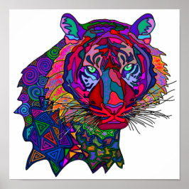 Färgrik tigertryck poster
