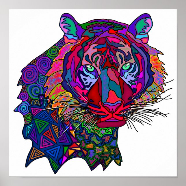 Färgrik tigertryck poster (Framsidan)