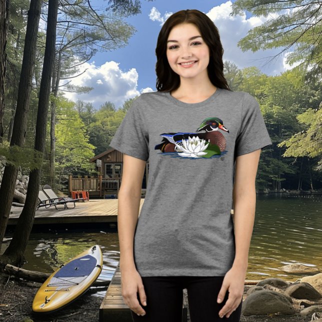 Färgrik Träand Näckros Vilda Natur Blå T Shirt (Skapare uppladdad)