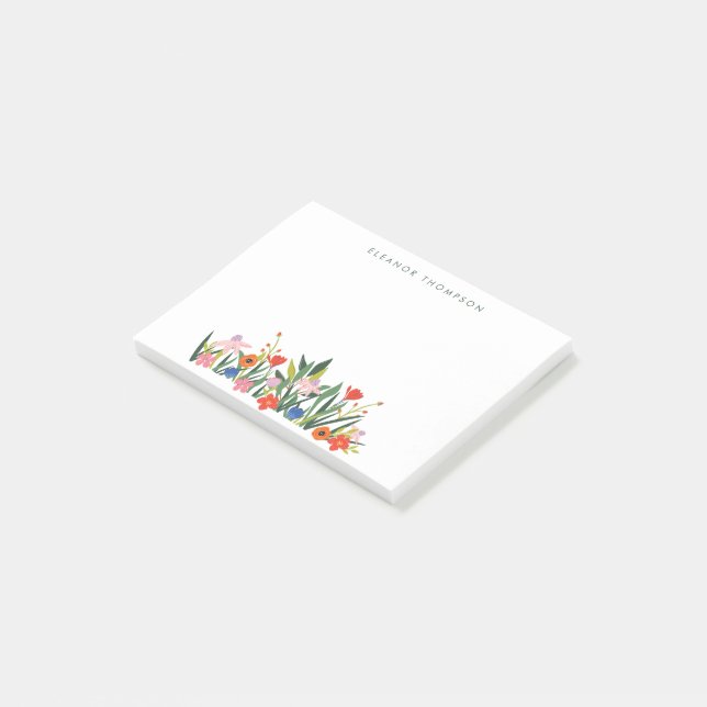 Färgrik Trädgård Blommig Personlig Brevpapper Post-it Block (Vinklad)