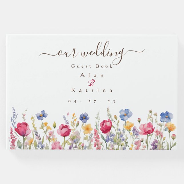 Färgrik trädgård Boho vilda blommor gästbok (Framsida)