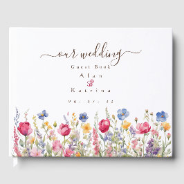 Färgrik trädgård Boho vilda blommor gästbok