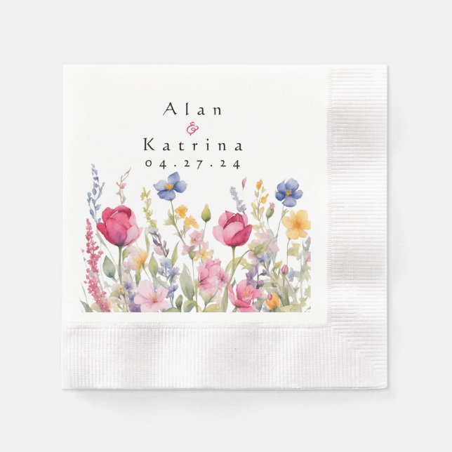 Färgrik trädgård Boho vilda blommor Pappersservett (Framsidan)