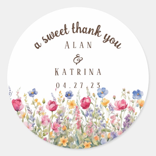 Färgrik trädgård Boho vildblomma dekal Runt Klistermärke (Framsida)