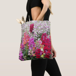 Färgrik Trädgård med Lejongapsblommor Blommig Tygkasse