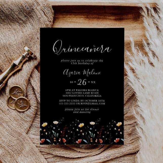 Färgrik trädgård Vildblomma Quinceañera Inbjudningar (Skapare uppladdad)