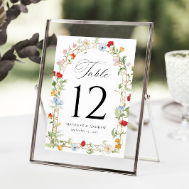 Färgrik Trädgårds Blommig Bröllops Bord Nummer Kor Inbjudningar