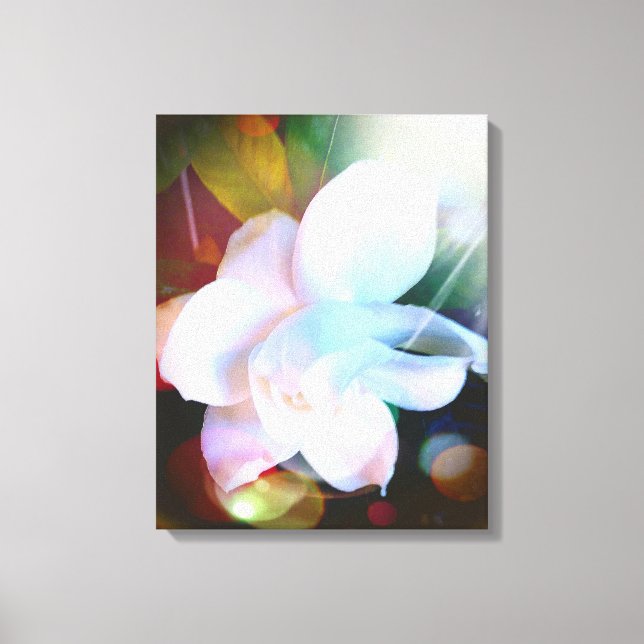 Färgrik trädgårdsblomma digital konst med Gardenia Canvastryck (Framsida)