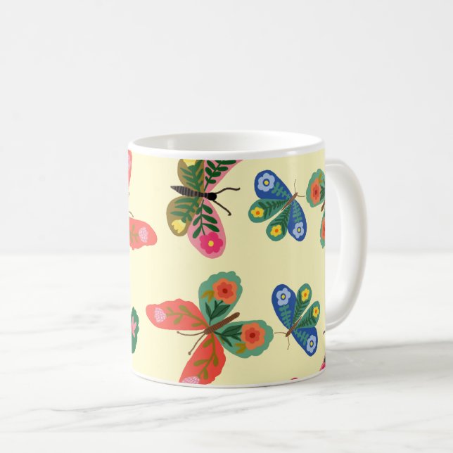 Färgrik Trädgårdsmönster Kaffe Mugg (Framsida höger)