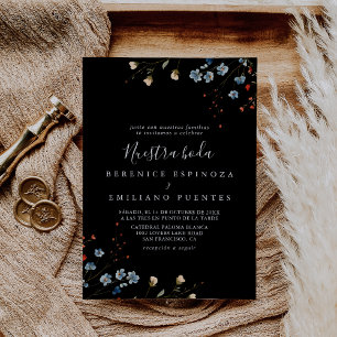 Färgrik trädgårdsvildblomma Nuestra Boda Bröllop Inbjudningar