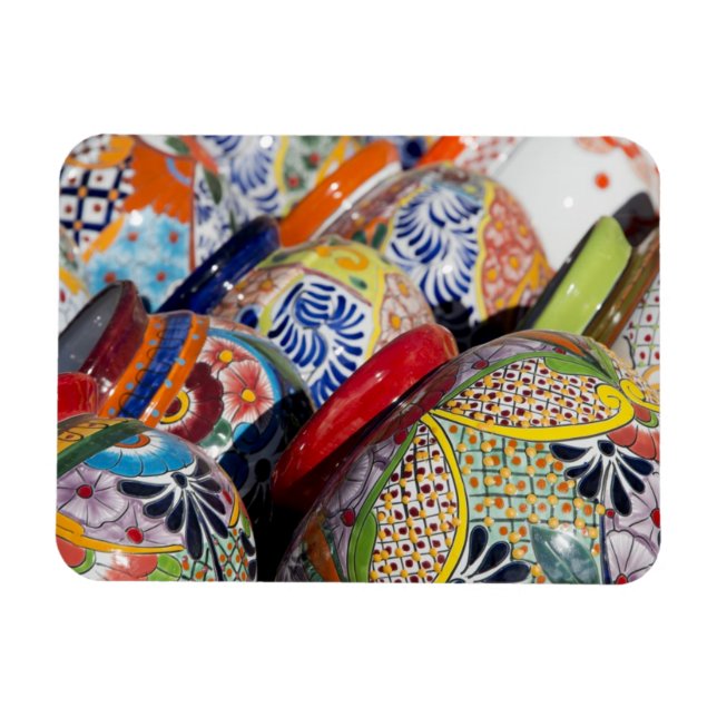 Färgrik traditionell handmålad mexikansk keramik magnet (Horisontell)