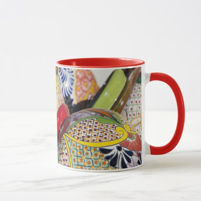 Färgrik traditionell handmålad mexikansk keramik mugg (Höger)