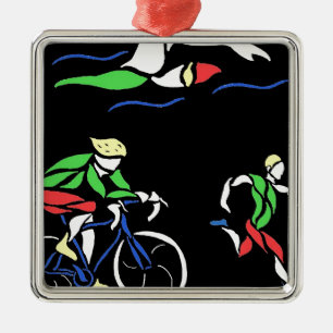 Färgrik Triathlondesign Julgransprydnad Metall