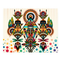 FÄRGRIK TRIBAL Mandala TOTEM SYMMETRISK KONST