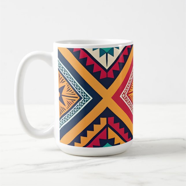 Färgrik tribal mönster kaffemugg (Vänster)