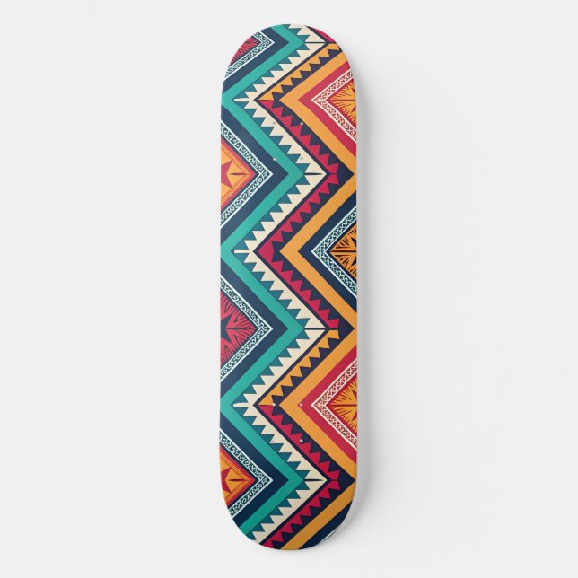 Färgrik tribal mönster mini skateboard bräda 18,5 cm (Framsida)