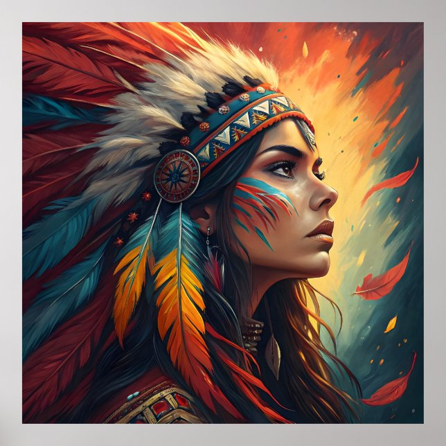 Färgrik Tribal Spirit Konsttryck Poster (Framsidan)