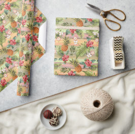 Färgrik tropisk ananas frukt blomster mönster presentpapper