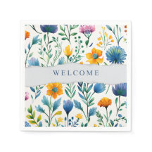 Färgrik Tropisk Blommig Akvarell Välkomstpapper