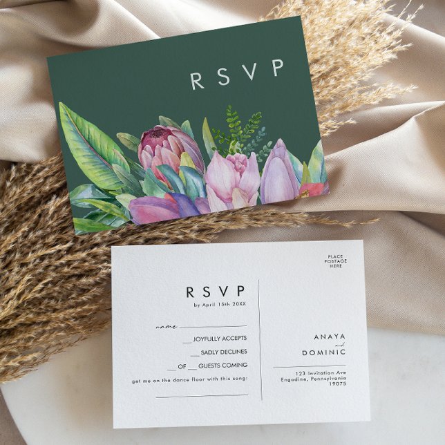 Färgrik Tropisk Blommig | Grön Sång Förfrågan RSVP Vykort (Skapare uppladdad)