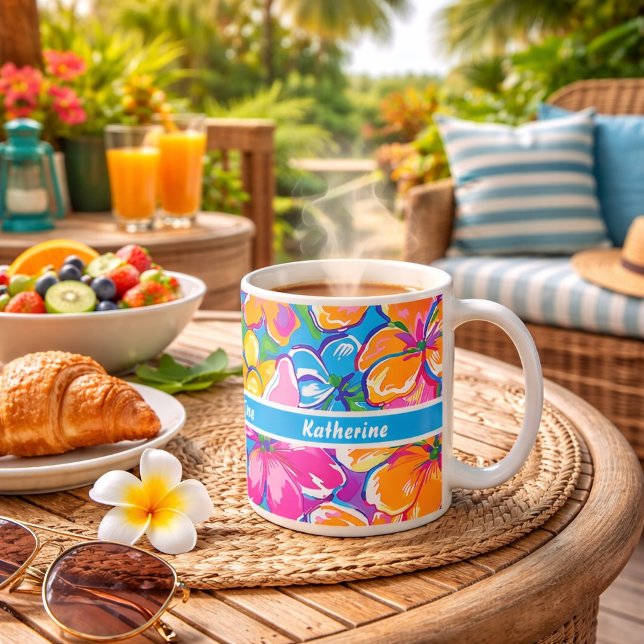Färgrik Tropisk Blommig Mönster Kaffemugg (Skapare uppladdad)