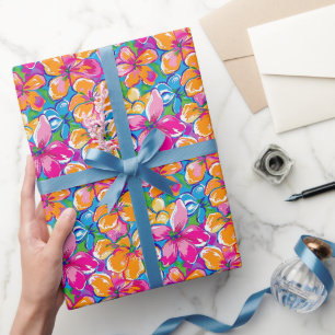 Färgrik tropisk blommig mönster presentpapper