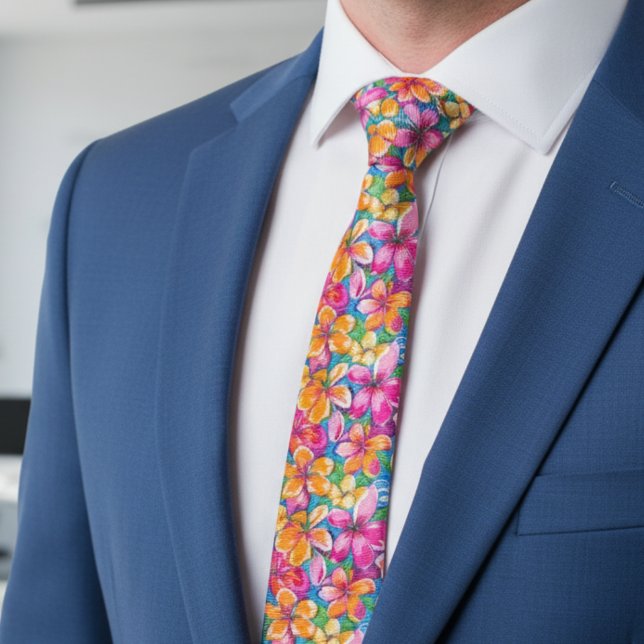 Färgrik Tropisk Blommig Mönster Slips (Skapare uppladdad)