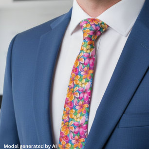Färgrik Tropisk Blommig Mönster Slips