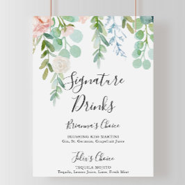 Färgrik Tropisk Blommig Signaturdrycksskylt Poster