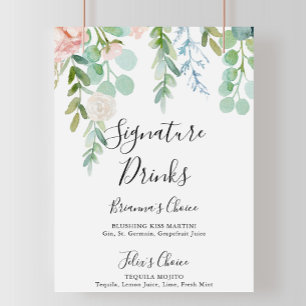 Färgrik Tropisk Blommig Signaturdrycksskylt Poster