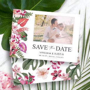Färgrik Tropisk Blommotiv Fotografi Spara Datumet