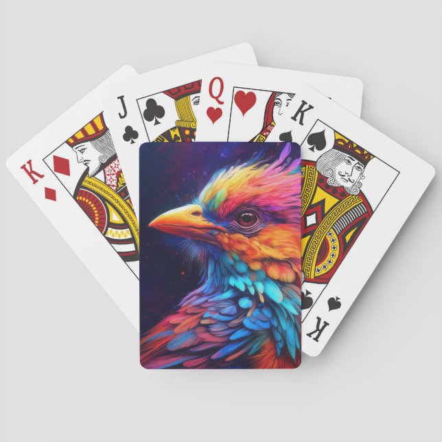 Färgrik tropisk fågel casinokort (Baksidan)