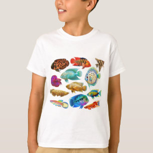 Färgrik tropisk fisk t shirt