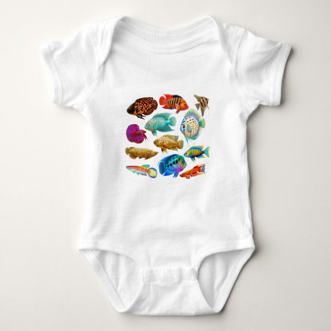 Färgrik tropisk fisk t-shirt (Framsida)