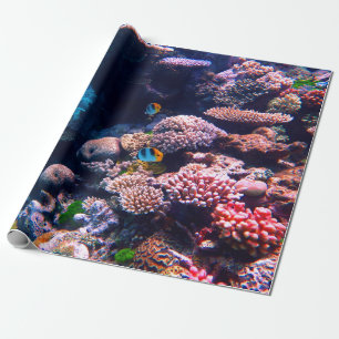 Färgrik tropisk korallrev presentpapper